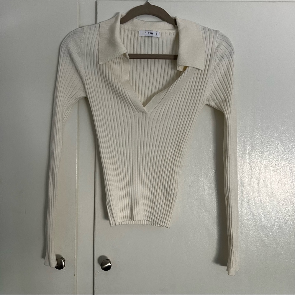 DISSH cream collared sweater